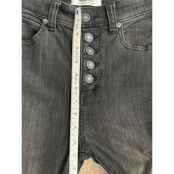 We The Free Free Bell Bottom Button Front Frayed Hem Black Denim Jeans Size 26 - Picture 13 of 16